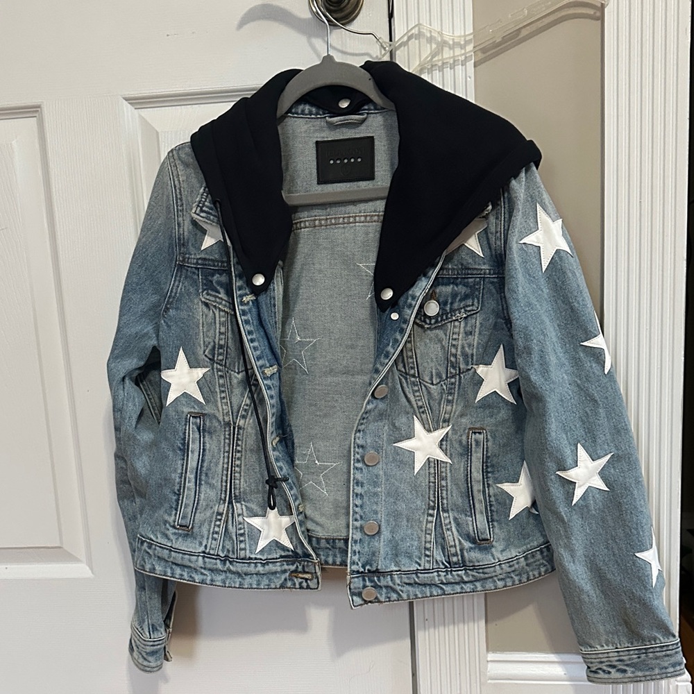 Blank NYC Blue Jean Jacket with White Star Accents